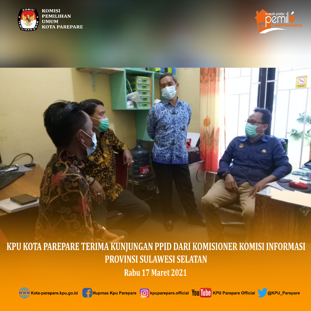Kunjungan Komisioner Komisi Informasi Provinsi Sulawesi Selatan di PPID KPU Kota Parepare